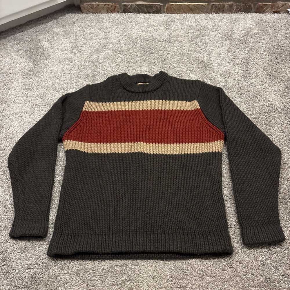 American Eagle Lambswool Fair Isle Wool Chunky Knit Sweater Mens XL Green Thick